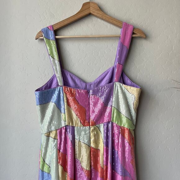Hutch Dress Anthropologie Pastel Multicolor Sequined‎ Bustier Maxi Dress Size 8 - Picture 9 of 13